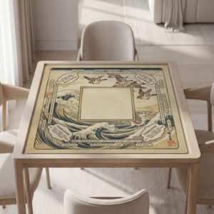 Personalized Great Wave Sparrows Mahjong Mat with or without Rules (Instructions)