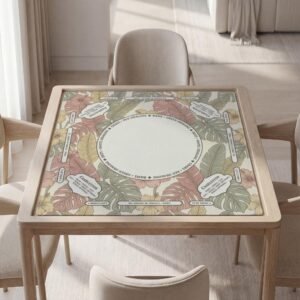 Personalized Tropical Floral Hibiscus Mahjong Mat with Instructions (Rules)