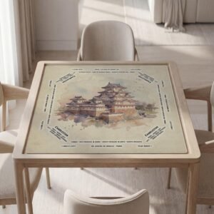 Personalized Japanese Castle Mahjong Mat with Instructions (Rules), Waterproof