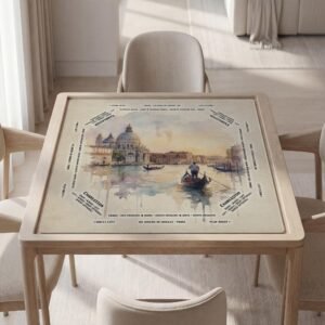Personalized Mahjong Mat with Instructions (Rules) - Venice Watercolor Design