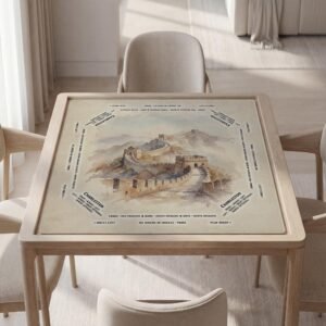 Personalized Wall of China Watercolor Mahjong Mat with Instructions (Rules)