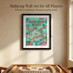 Preppy Mahjong Night Art Print Tropical Palm Beach Girls Getaway Wall Decor