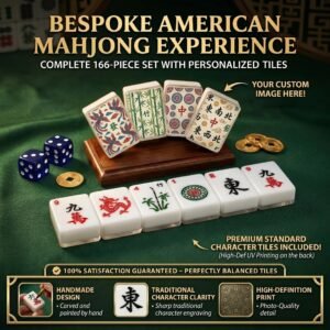 Custom Mahjong Set: Personalized Tiles, Acrylic (166 Pieces with Dice and Case)