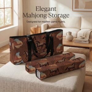 Mahjong Bag, Western Game Tote - Horse Tile Sleeve, Rustic Travel, Waterproof Polyester