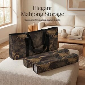 Mahjong Bag, Scorpio Zodiac Print - Travel Case with Gold Scorpion Art, Waterproof Polyester