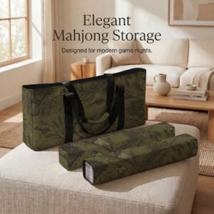 Mahjong Bag, Virgo Zodiac Design, Green Floral Tile Rack Sleeves, Travel Storage Set