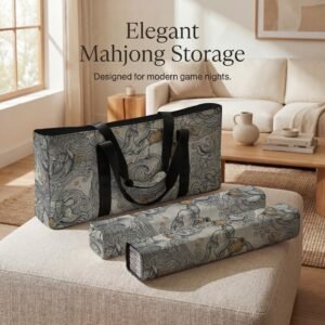 Mahjong Bag: Aquarius Zodiac Design - Teal Travel Case, Waterproof Polyester Storage