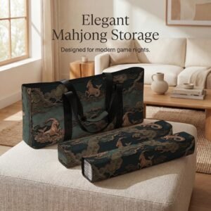 Mahjong Bag, Capricorn Zodiac Teal Storage Organizer, Waterproof Polyester, Padded Travel Set