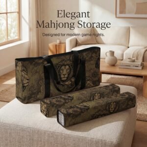 Mahjong Bag Set, Leo Lion Design - Waterproof Zodiac Game Storage, Cushioned Organizer