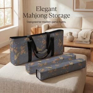 Mahjong Bag Set, Gemini Zodiac Crane Blossom, Tile and Rack Storage, Waterproof Polyester Organizer