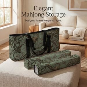 Mahjong Bag, Taurus Zodiac Gift - Sage Green Travel Storage Case, Padded Waterproof Carrier