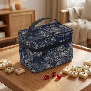 Mahjong Tile Bag, Cancer Crab Design Travel Ready, Full Tile Set Organizer, Game Night Gift