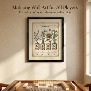 Traditional Mahjong Wall Art Print, Four Seasons Botanical Tiles (Framed or Unframed)