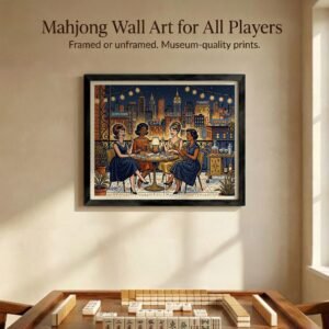 Mahjong Wall Art: Retro Game Night Cityscape Cocktail Party