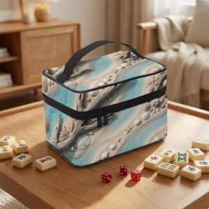 Mahjong Tile Bag, Coastal Beach Seashell Starfish Carry Case - Polyester Organizer for Travel