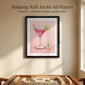 Cosmopolitan Cocktail and Joker Mahjong Tile Watercolor Art Print