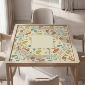 Personalized Mahjong Mat with Instructions (Rules): Yellow Orchid Bamboo Floral