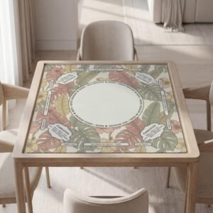 Personalized Tropical Floral Hibiscus Mahjong Mat with Instructions (Rules)