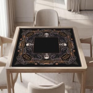 Personalized Mahjong Mat, Gothic Skull, Red-Eyed Thorned Vine, Polyester, Non-Slip