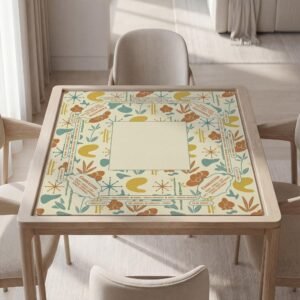 Personalized Mahjong Mat, Yellow Bamboo Orchid, Soft Polyester, Rubber Backing | Custom Name