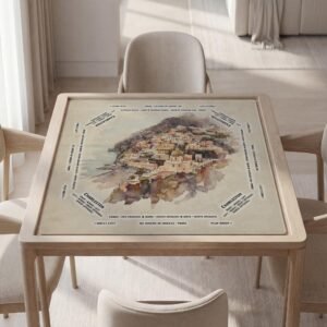 Personalized Mahjong Mat, Positano Coastal Art, Polyester - Rubber Backing, Travel Size