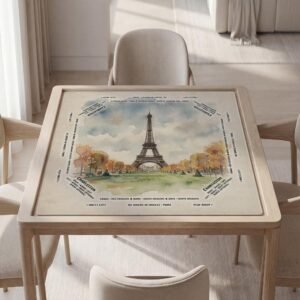 Personalized Mahjong Mat, Paris Watercolor, Elegant, Soft Polyester, Carry Pouch