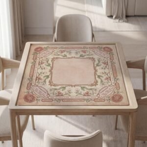 Personalized Mahjong Mat, Roses Floral, Waterproof Polyester, Non Slip Rubber Backing