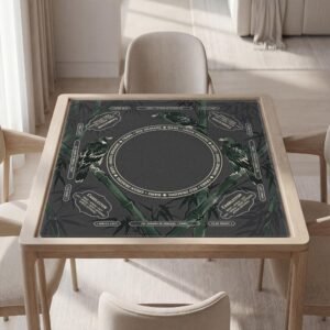 Personalized Mahjong Mat, Eagle Bamboo, Dark Charcoal, Soft Polyester, Quiet Play