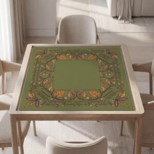 Personalized Mahjong Mat, Vintage Acorns, Botanical Autumn Leaves, Non-Slip Polyester Play Surface