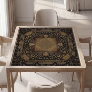 Personalized Mahjong Mat, Leopard Pattern, Soft Polyester, Rubber Backing, Carry Pouch