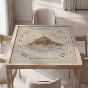 Personalized Mahjong Mat, Mont Saint Michel Abbey Artwork, Soft Tech Fabric, Non Slip Rubber