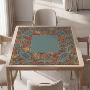 Personalized Mahjong Mat, Autumn Leaf Design, Waterproof Botanical Table Cover | Soft Polyester Top