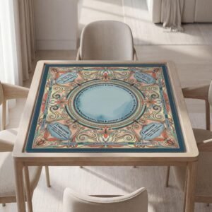 Personalized Mahjong Mat, Watercolor Scroll, Soft Polyester, Quiet Play Surface