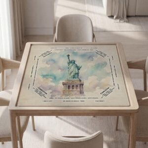 Personalized Mahjong Mat, Lady Liberty Art, Waterproof, Non-Slip, Quiet Play
