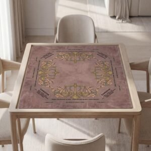 Personalized Mahjong Mat, Libra Zodiac Mauve Floral, Polyester Top, Rubber Backing