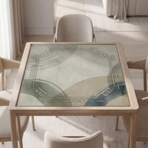 Personalized Mahjong Mat, Neutral Distressed Abstract, Soft Polyester Top | Rubber Backing