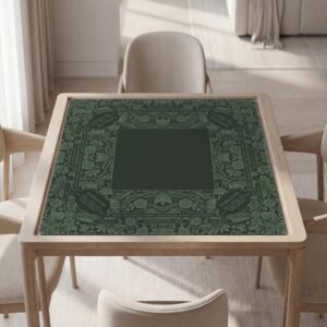 Personalized Mahjong Mat With or Without Rules, Green Botanical Field Flowers, Non-Slip, Waterproof