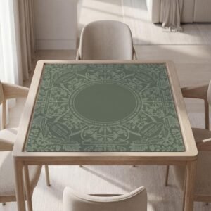 Personalized Mahjong Mat, Sage Green Botanical With or Without Rules, Non-Slip