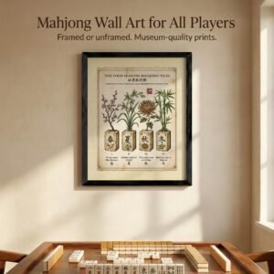 Traditional Mahjong Wall Art Print, Four Seasons Botanical Tiles (Framed or Unframed)