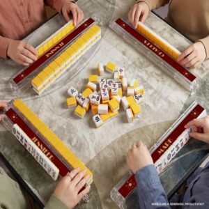 Personalized Red Mahjong Racks: Clear Acrylic with Pushers and Custom Prints