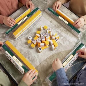 Personalized Mahjong Racks, Green Malachite Design: Set of 4 Clear Acrylic Holders