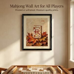Autumn Tile Mahjong Wall Art Print - Maple Leaf Decor, Impressionist Painting Style