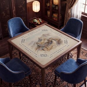 Custom Mahjong Mat, Great Wall China Watercolor, Beige Landscape, Smooth Cloth