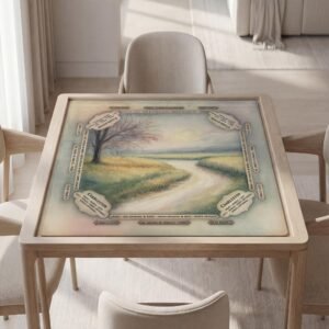 Personalized Mahjong Mat, Watercolor Landscape, Charleston Style | Soft Polyester Surface
