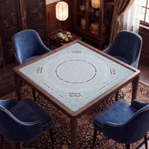 Custom Mahjong Mat, Light Blue Seigaiha Wave With or Without Rules, Smooth Top, Non-Slip Backing, Includes Bag