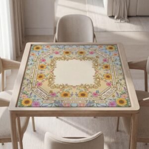 Custom Mahjong Mat, Floral Sunflower, Soft Polyester, Quiet Tile Surface