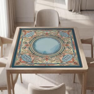 Custom Mahjong Mat, Watercolor Scroll, Soft Polyester, Quiet Play Surface