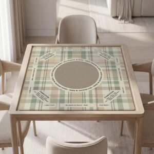 Personalized Mahjong Mat, Beige Cappuccino Design, Soft Polyester Top, Non Slip Backing