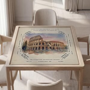 Custom Mahjong Mat, Watercolor Rome, Soft Polyester Top, Non Slip Backing, Travel Pouch
