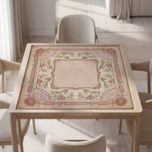 Custom Mahjong Mat, Roses Floral, Waterproof Polyester, Non Slip Rubber Backing